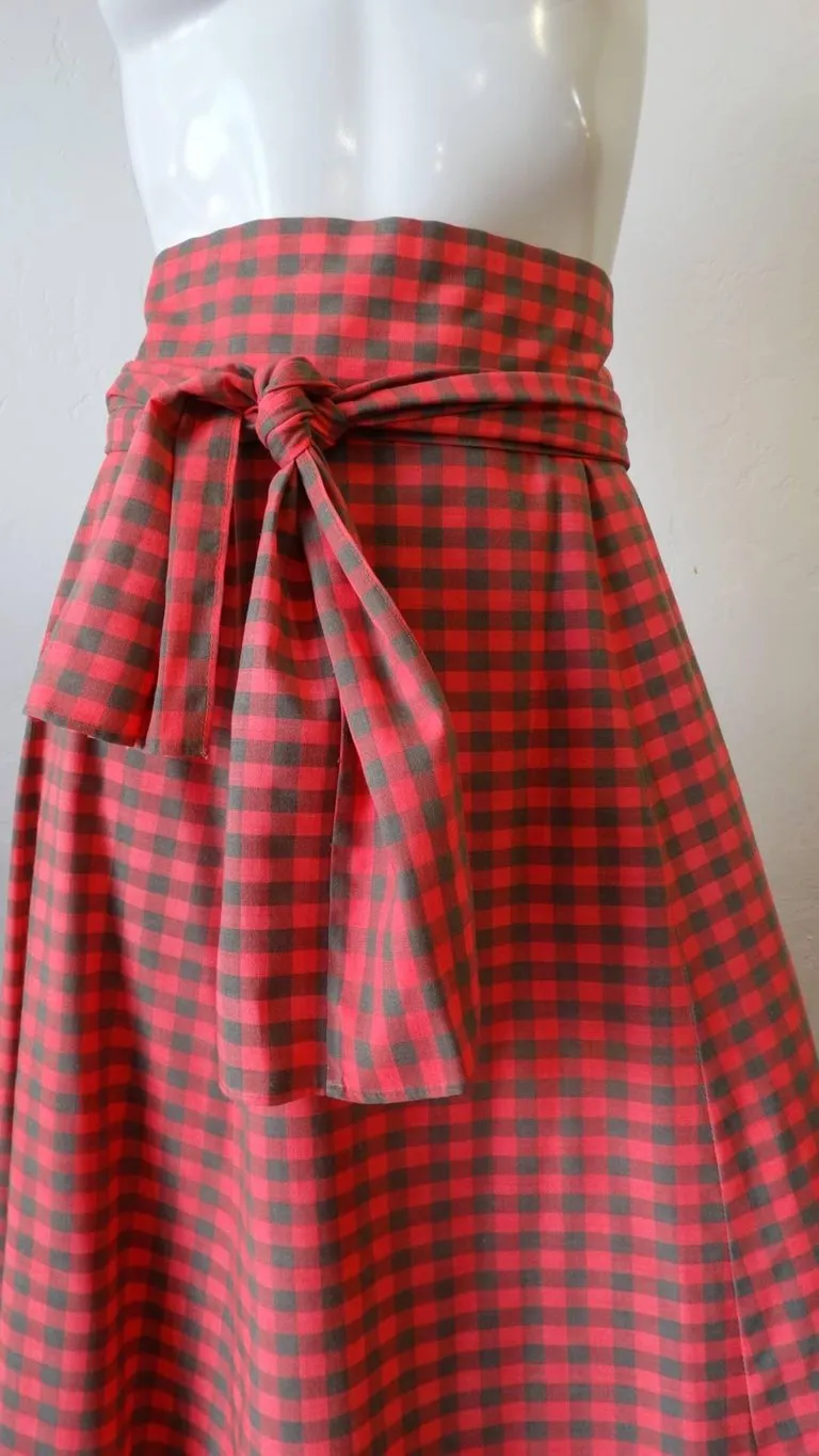 1970s Tartan High-waisted Maxi Skirt