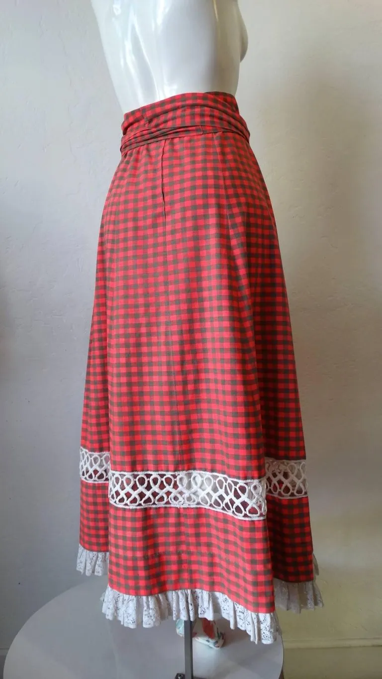 1970s Tartan High-waisted Maxi Skirt