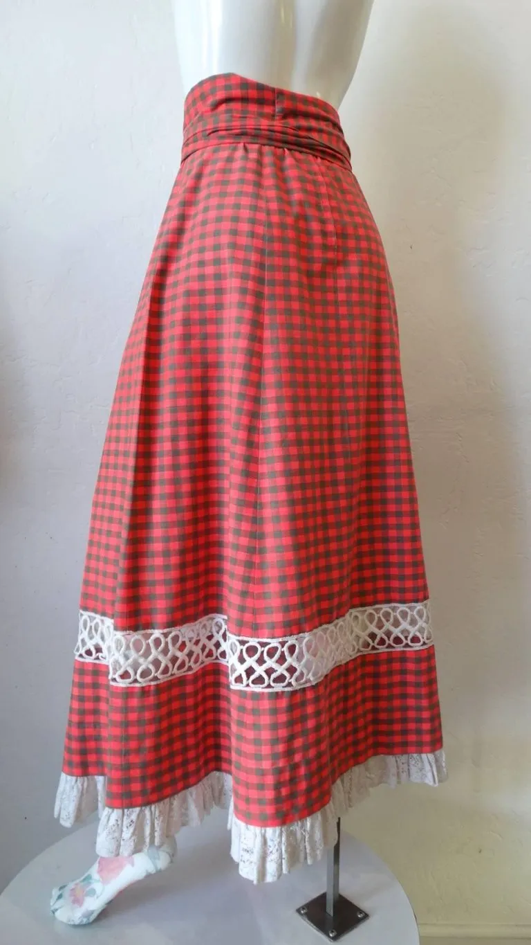 1970s Tartan High-waisted Maxi Skirt