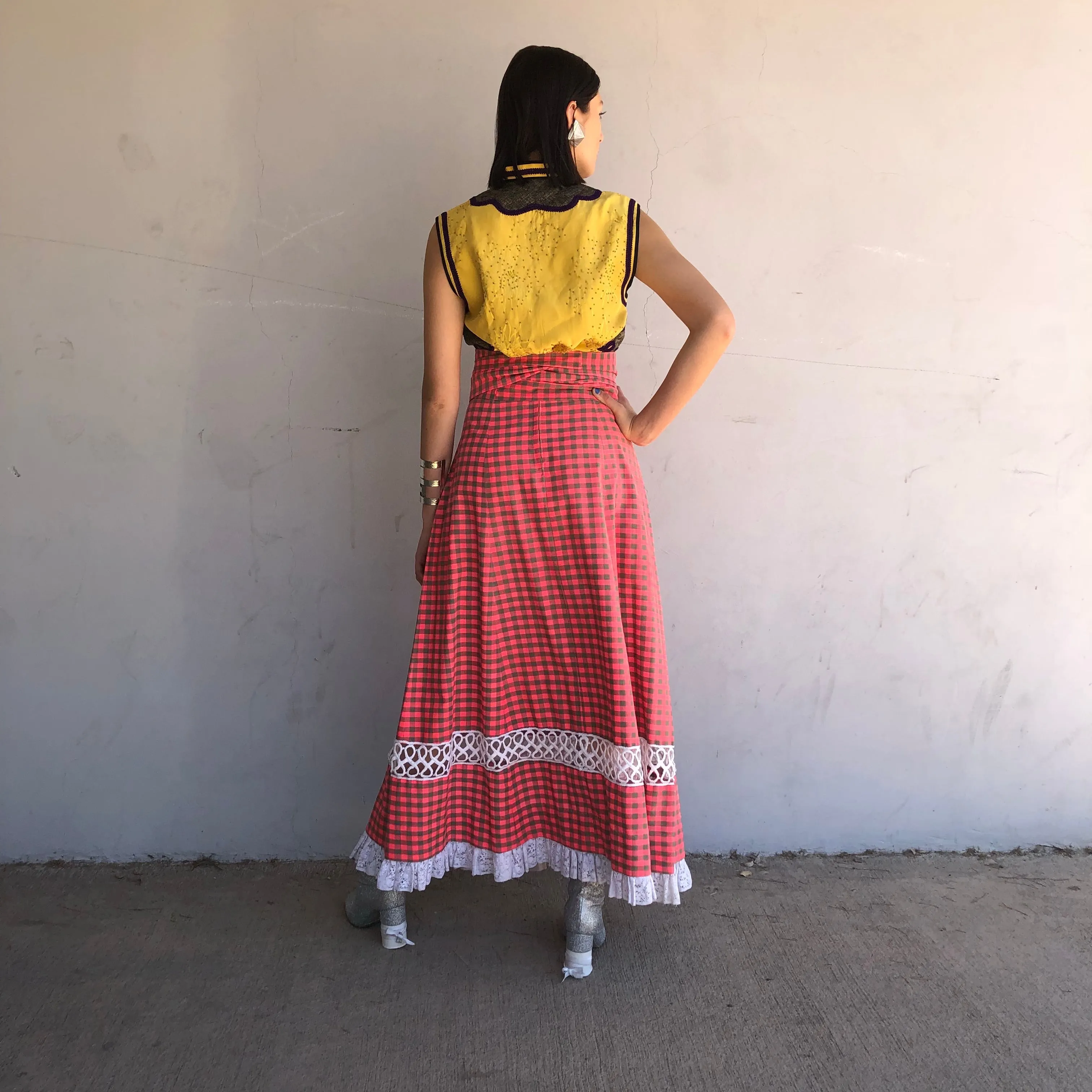 1970s Tartan High-waisted Maxi Skirt