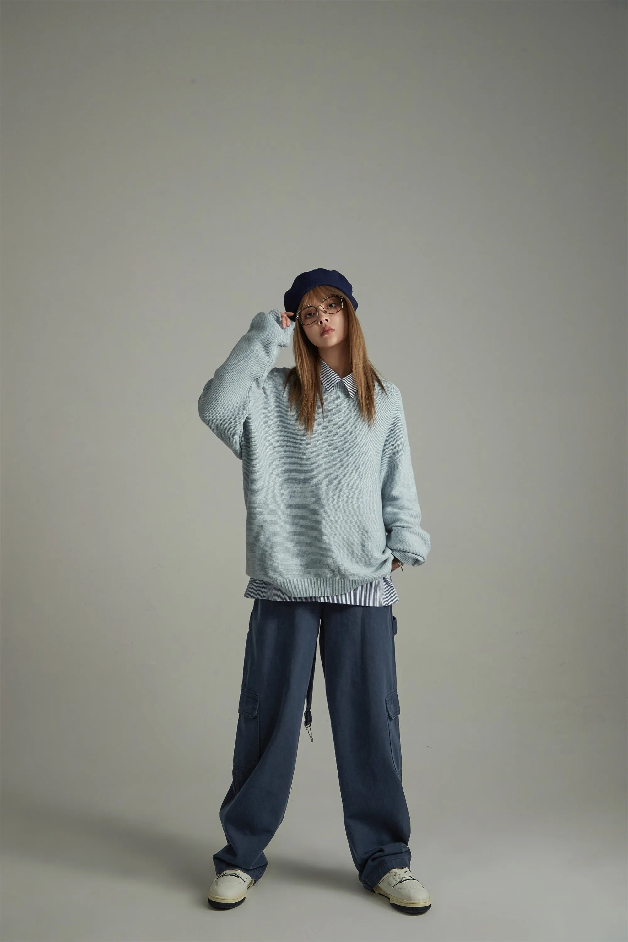 Basic Color Round Neck Sweatshirt