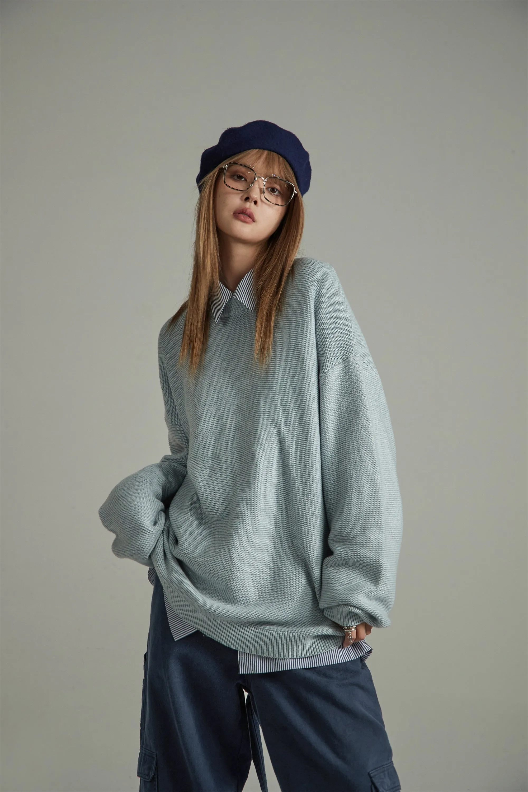 Basic Color Round Neck Sweatshirt