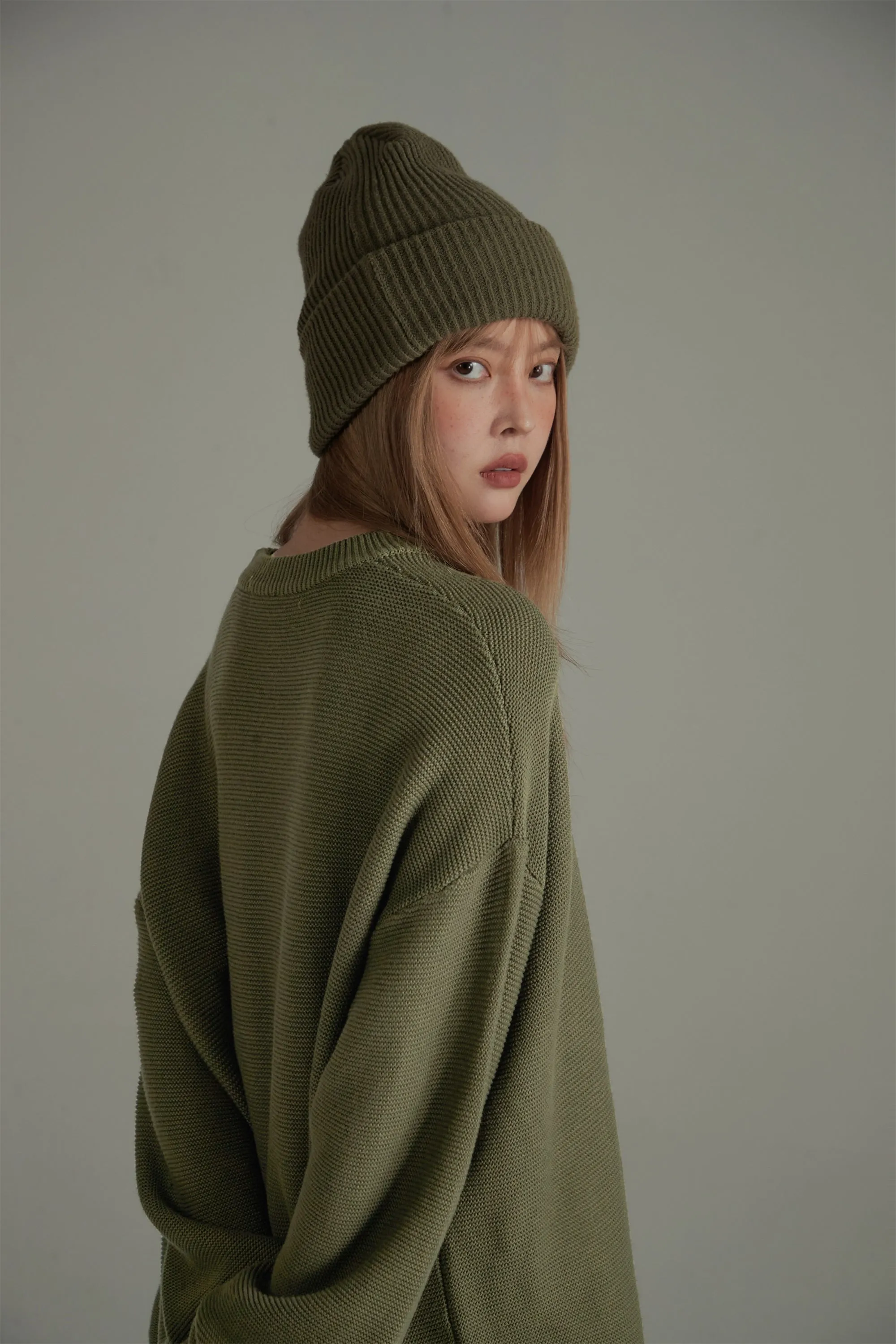 Basic Color Round Neck Sweatshirt