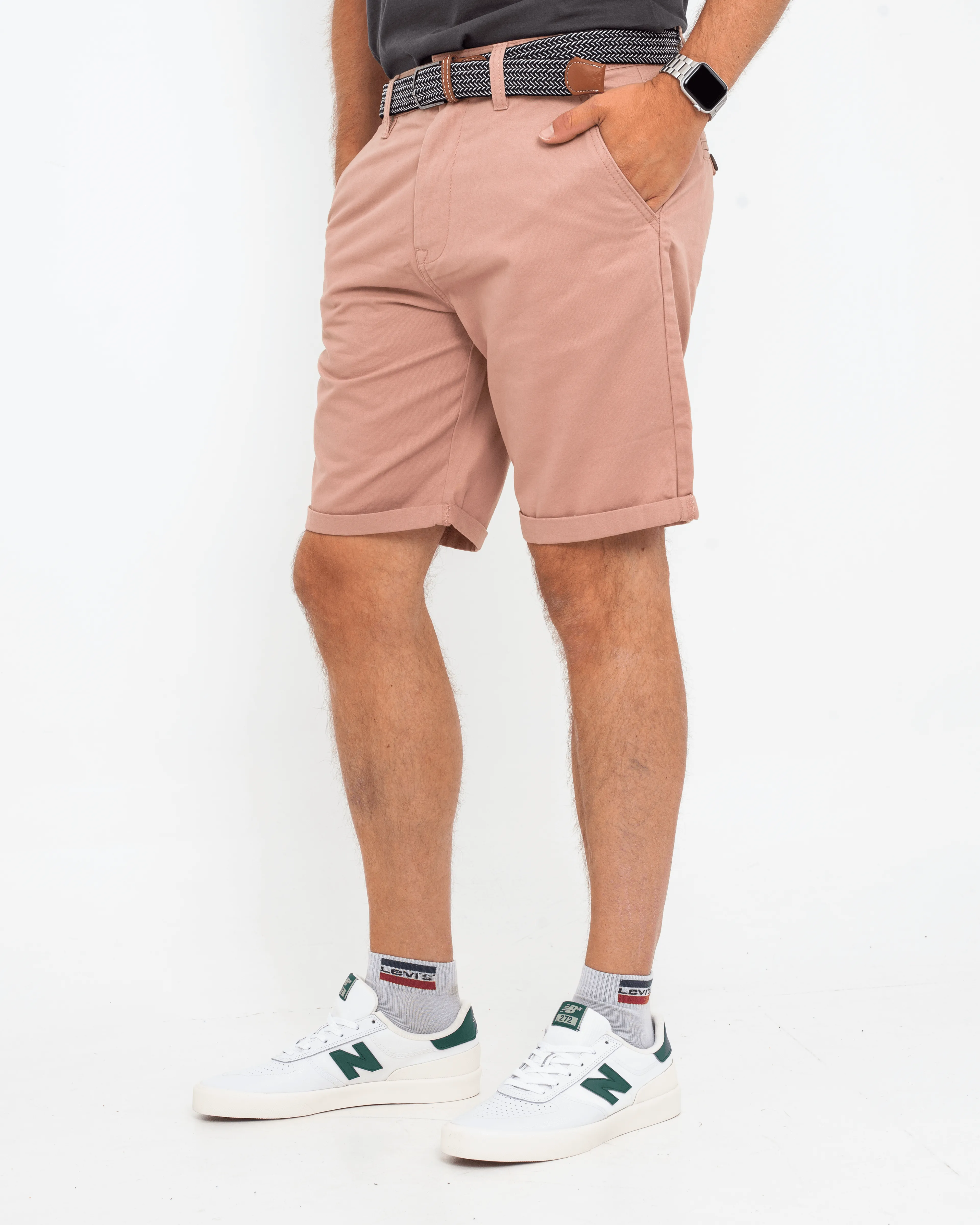 Belted Chino Walkshorts in Deep Pink