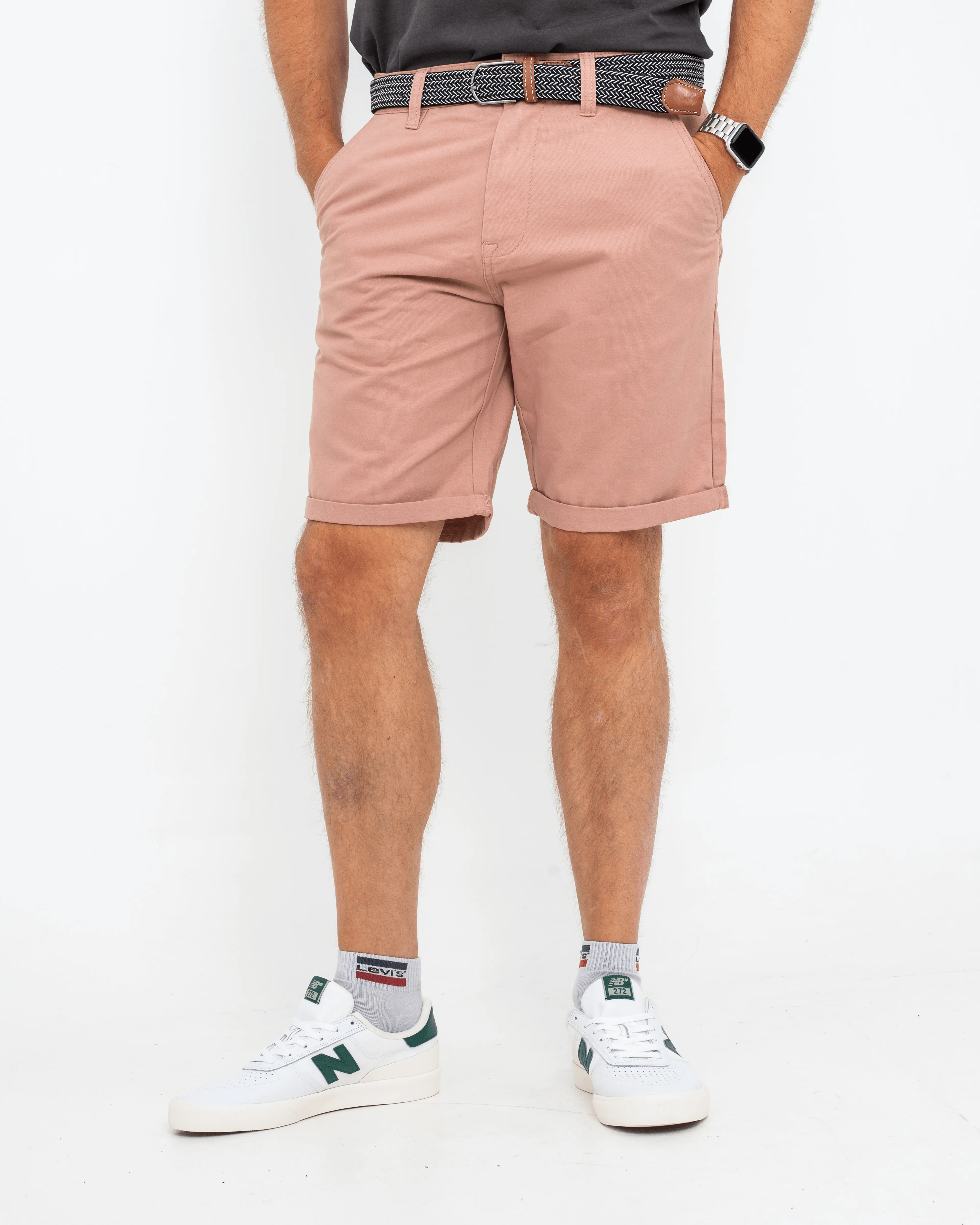 Belted Chino Walkshorts in Deep Pink