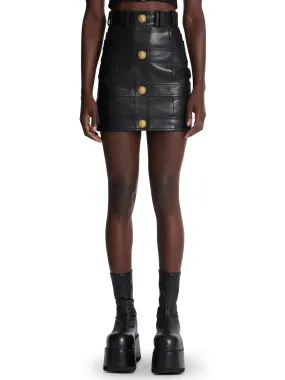 Black High-Waisted Leather Mini Skirt