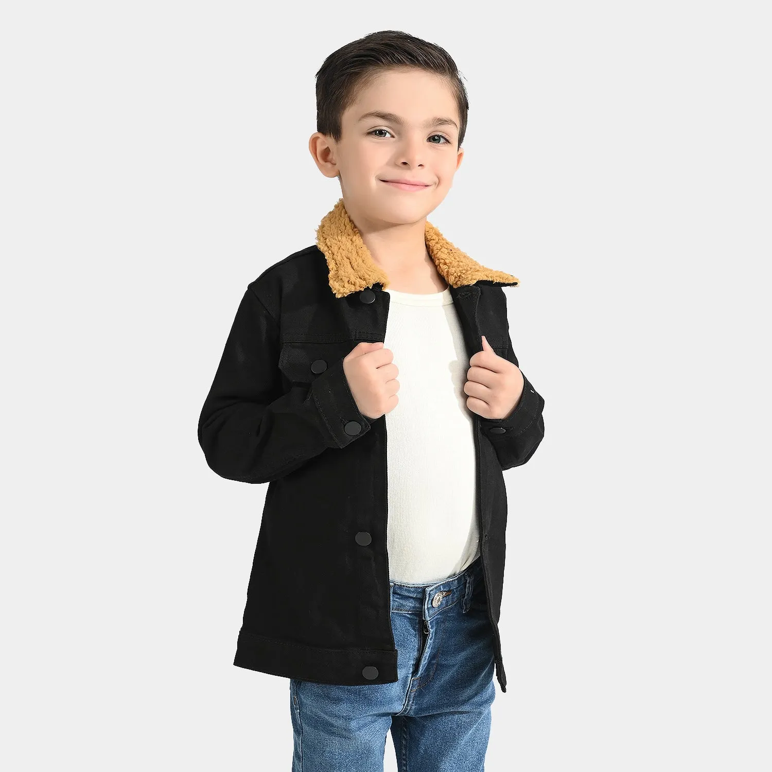 Boys Denim rigid Jacket Game Ready-BLACK