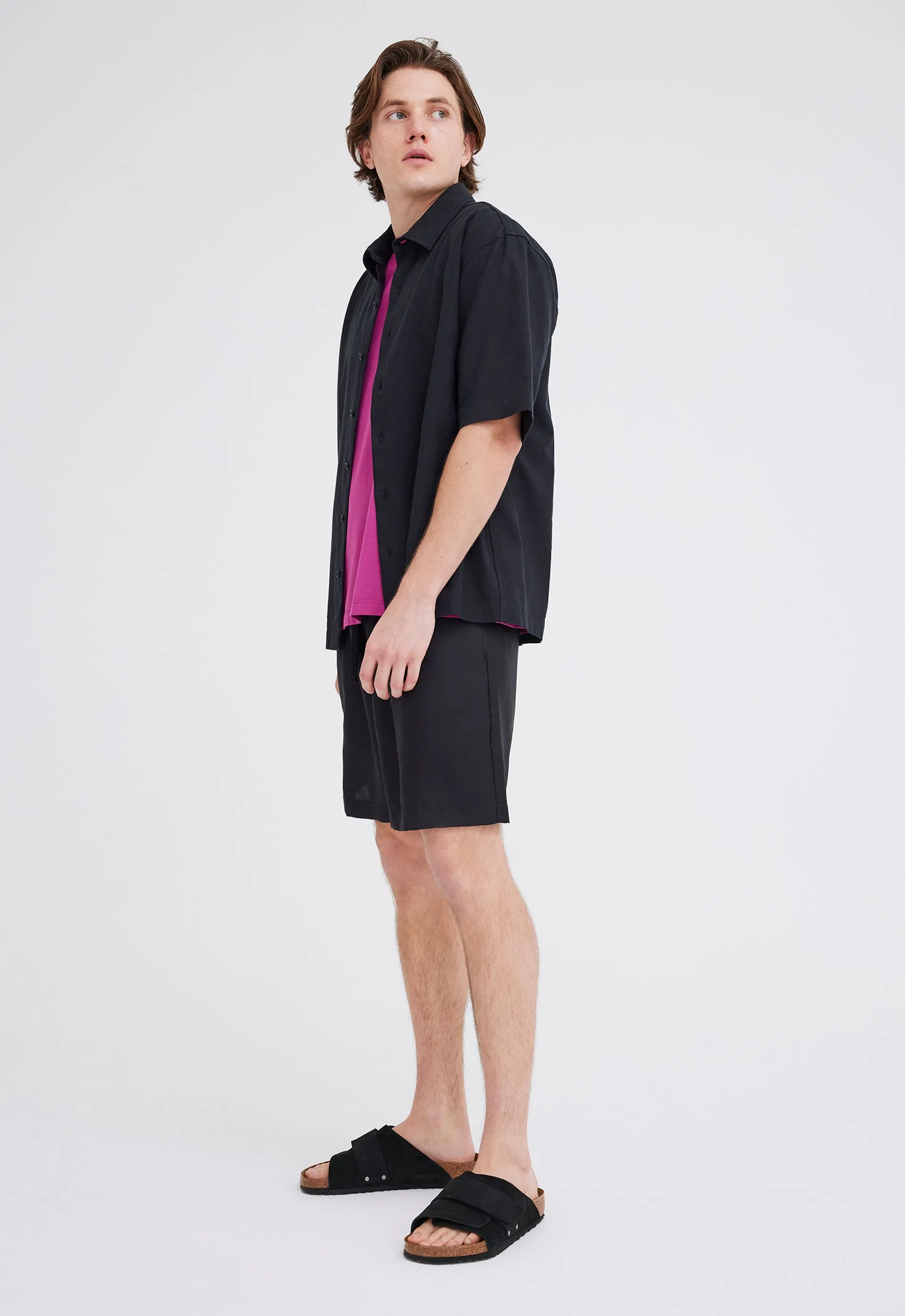 Christopher Cotton Linen Shirt - Black