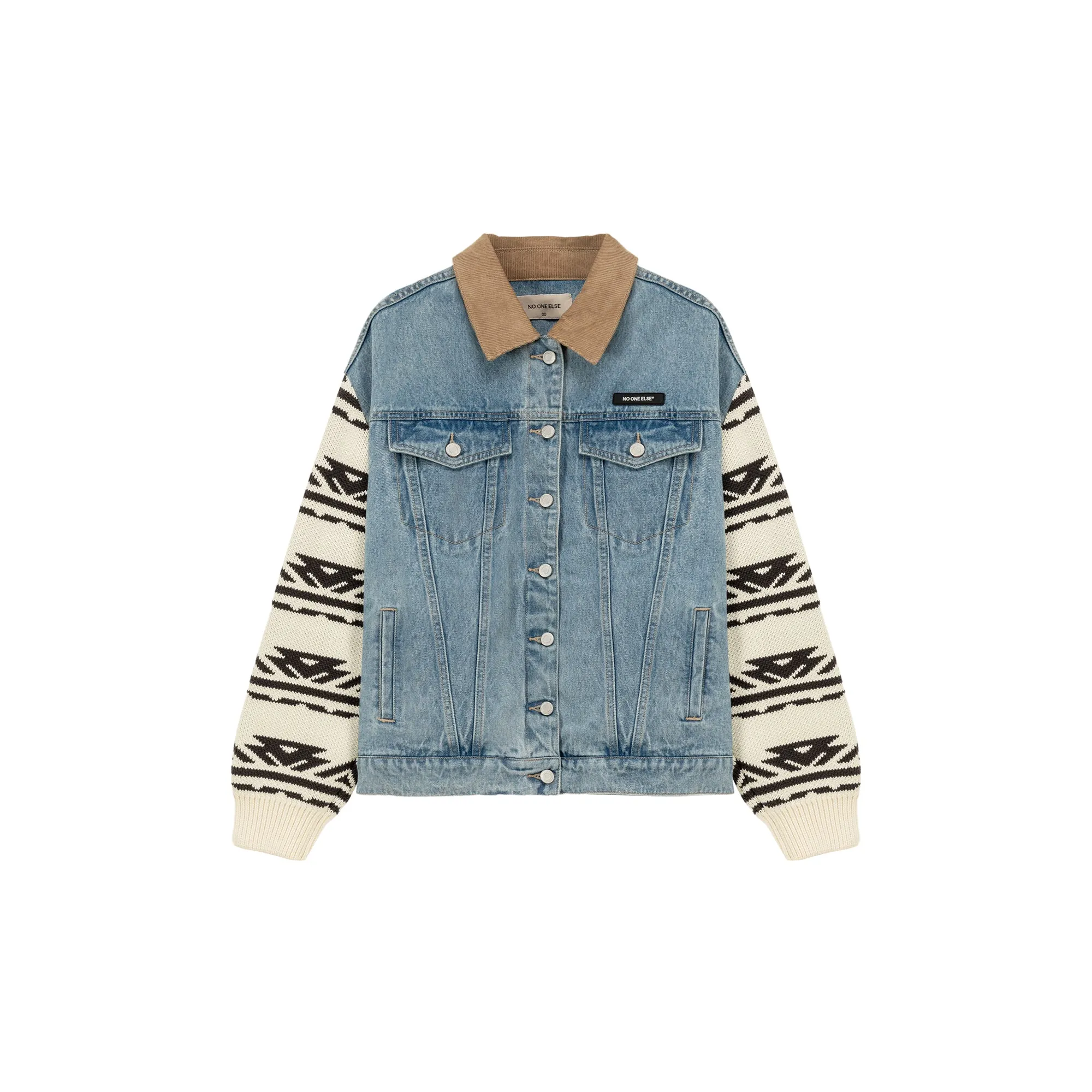 Contrast Color Knitted Denim Jacket