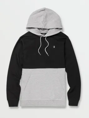 Contrast Pullover Fleece Hoodie - Black