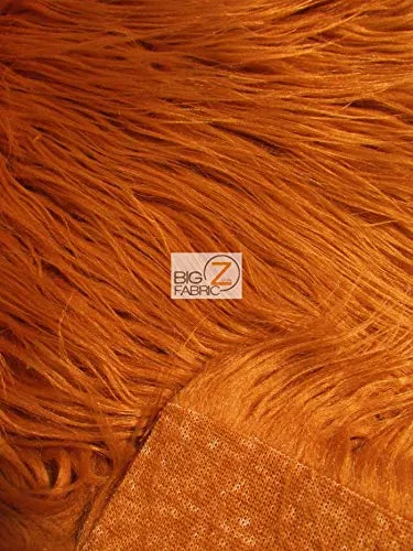 CURLY Red Solid Mongolian Long Pile Faux Fur Fabric / Sold By The Yard