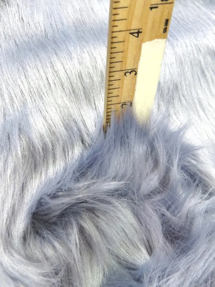 Denim Solid Shaggy Long Pile Faux Fur Fabric / Sold By The Yard