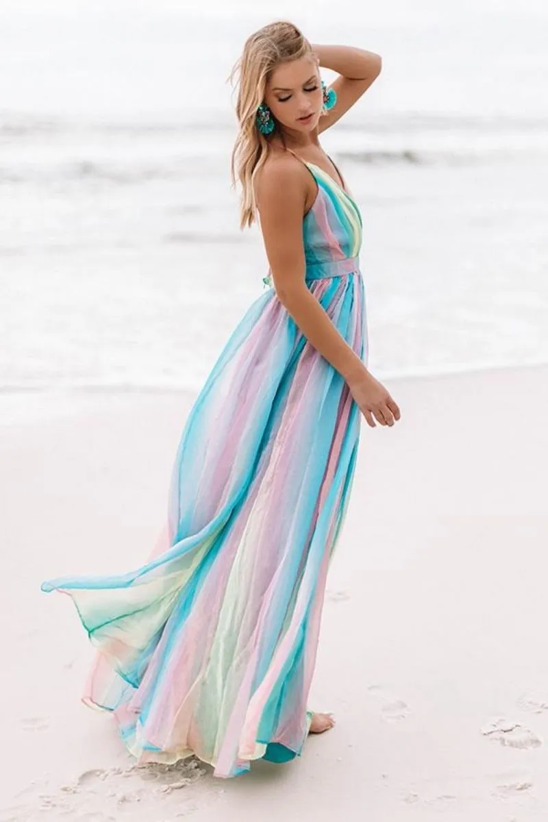 Edith Sexy Chiffon Colorful Sleeveless Gown