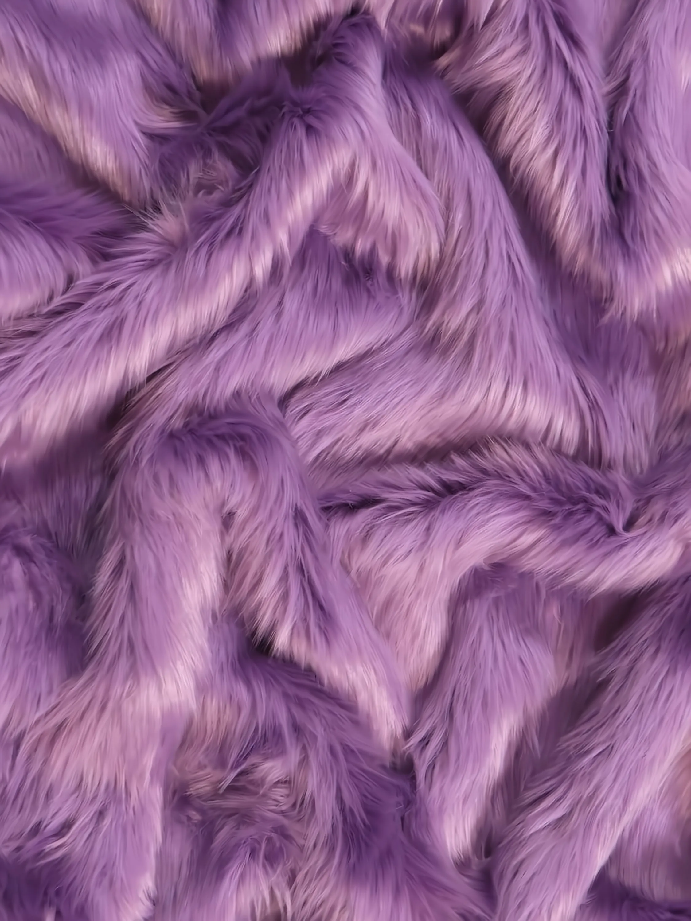 Faux Fake Fur Solid Shaggy Long Pile Fabric / Violet / EcoShag 15 Yard Bolt