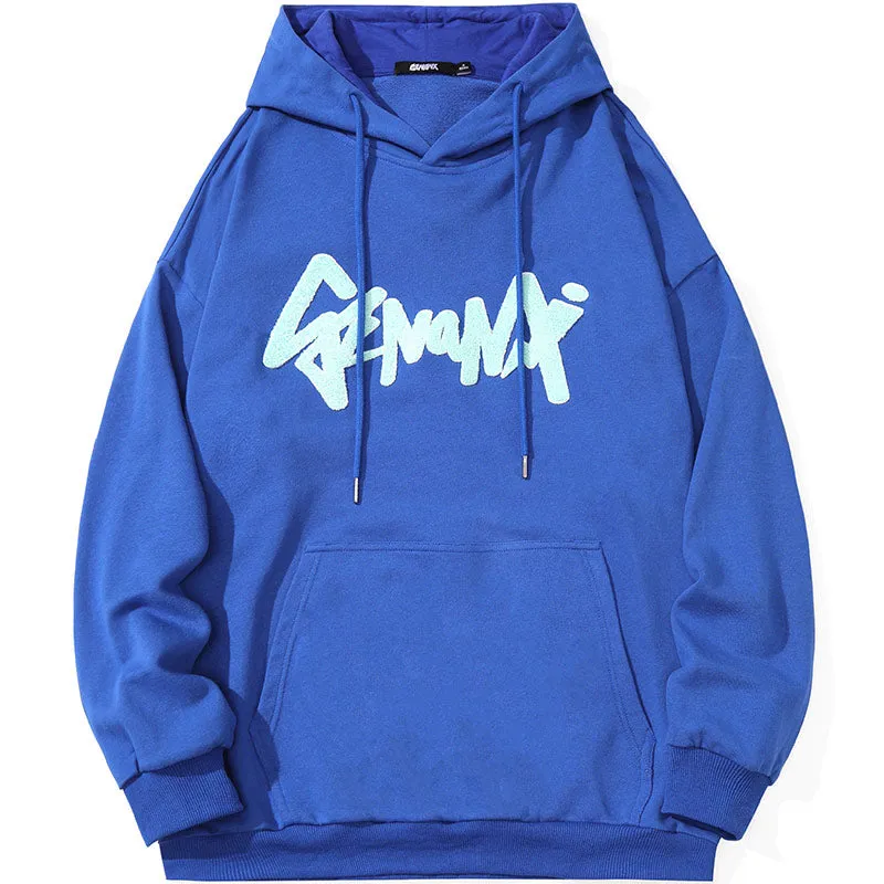 Funny Graffiti Print Contrast Color Kangaroo Pocket Hoodies