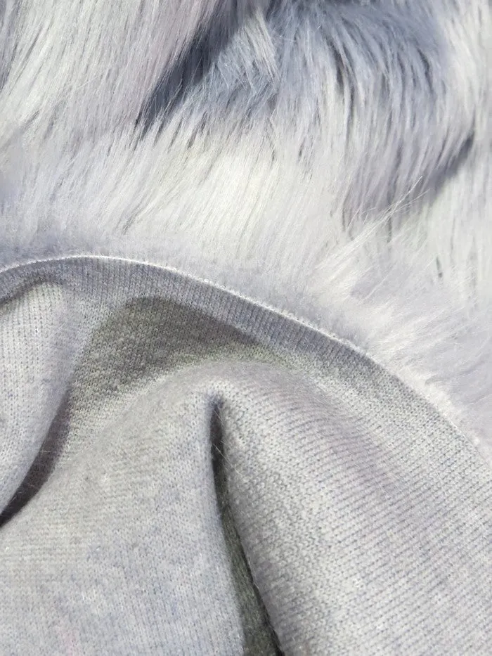 Grey Frost Solid Shaggy Long Pile Faux Fur Fabric / Sold By The Yard