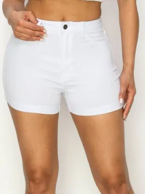 High Waisted White Color Denim Shorts