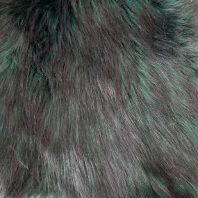 Hunter Green Black Husky Print Long Pile Shaggy Faux Fur Fabric