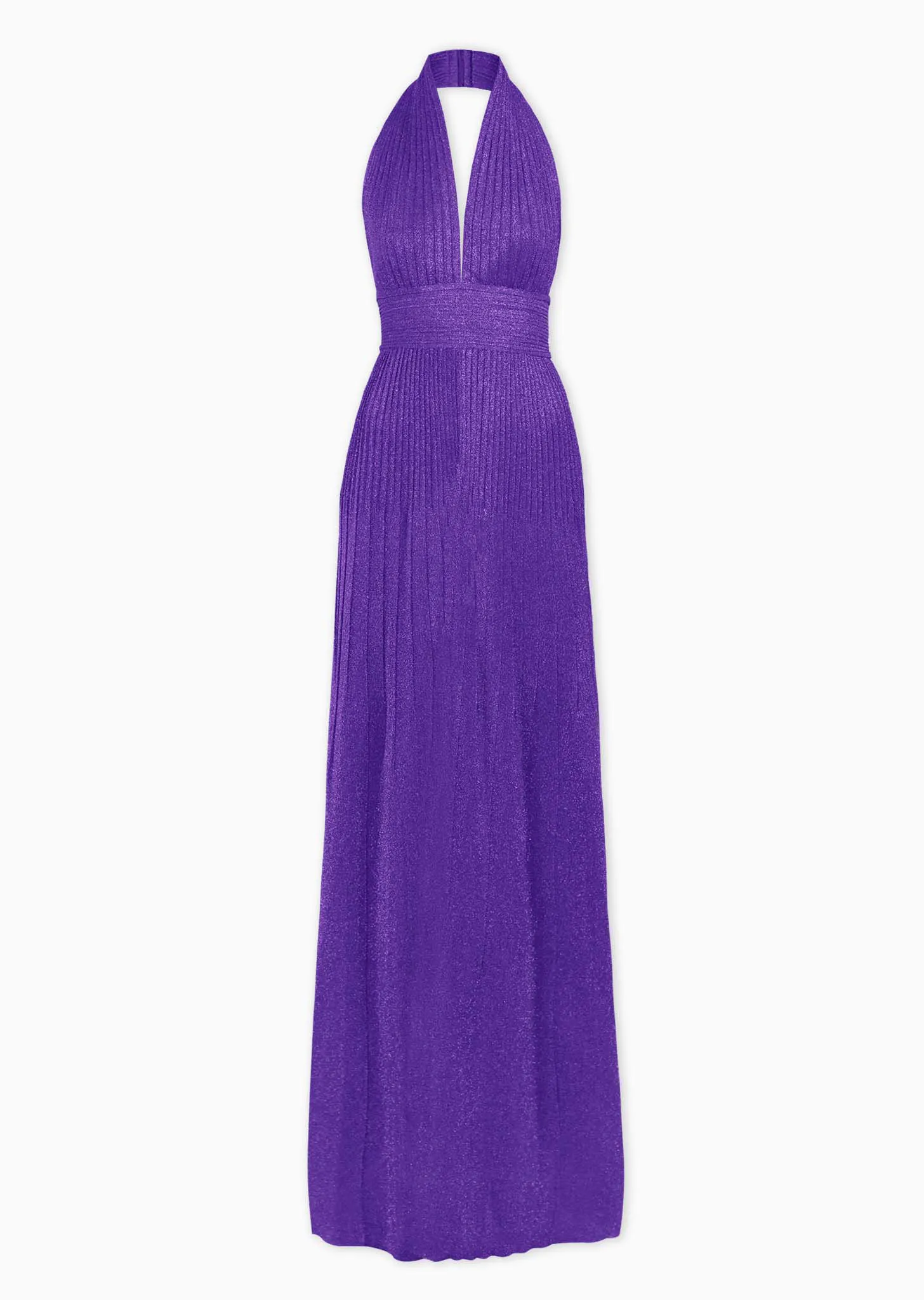 Jocelina - Shimmery Halter Evening Gown with Plunging Neckline