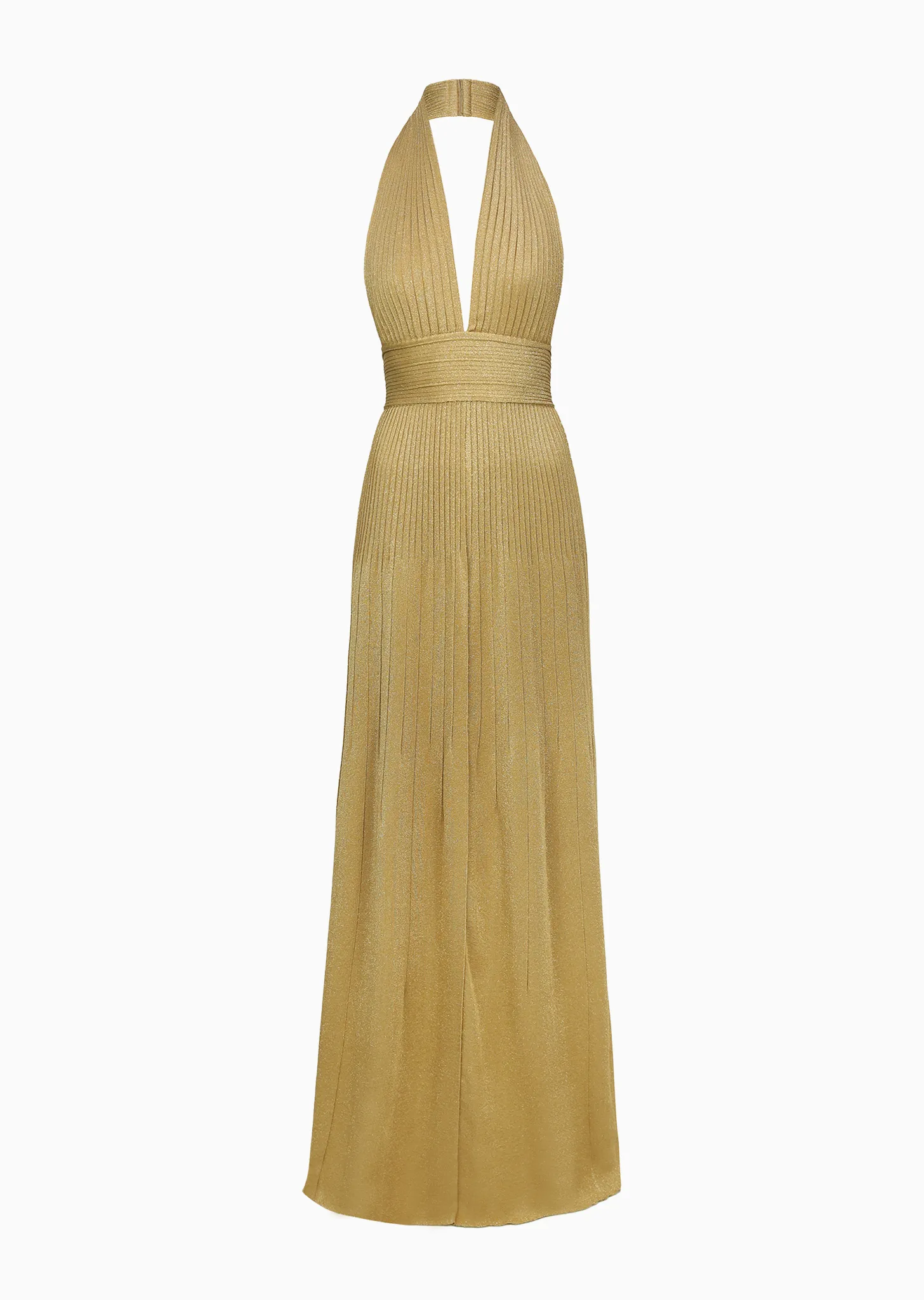 Jocelina - Shimmery Halter Evening Gown with Plunging Neckline