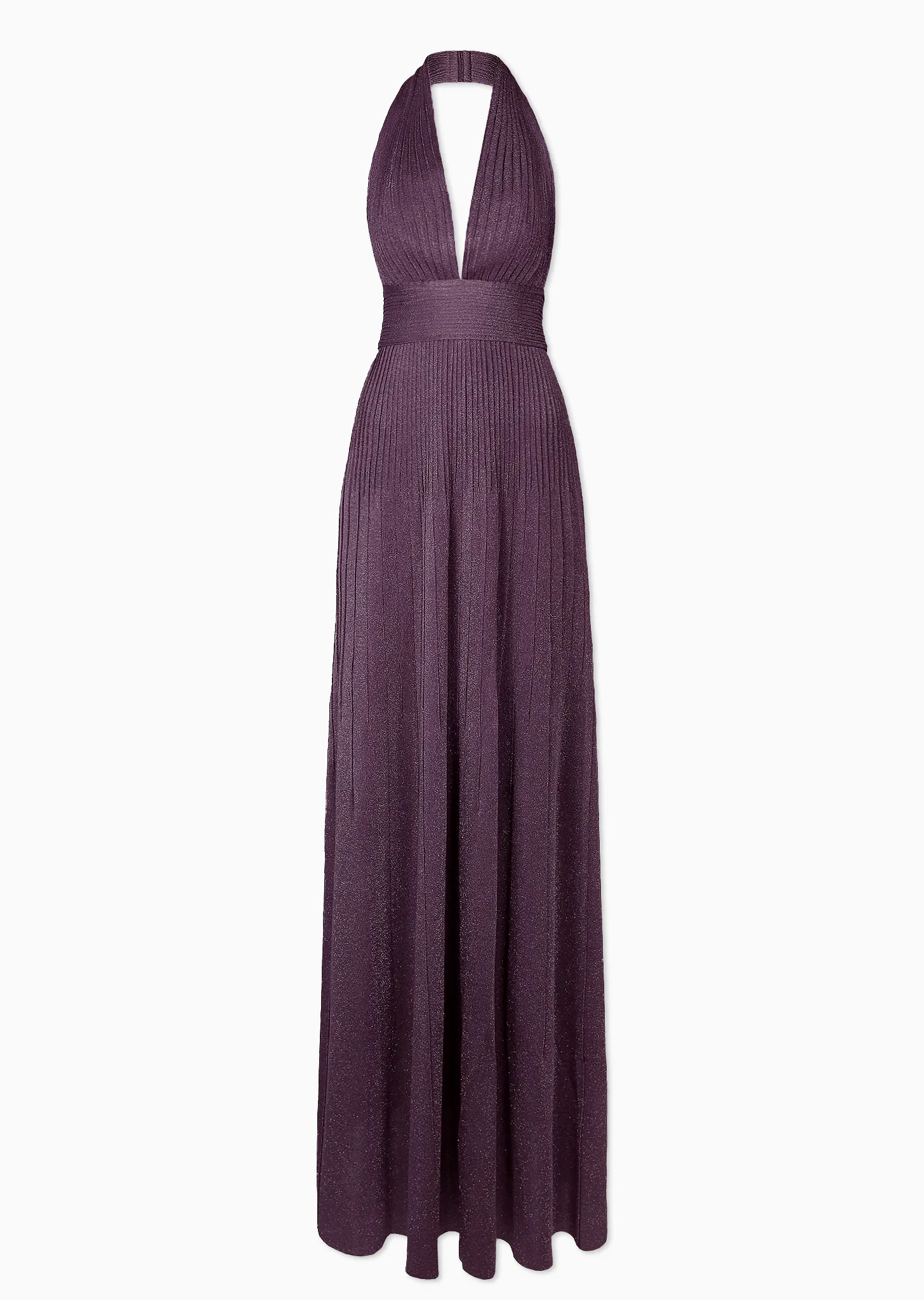 Jocelina - Shimmery Halter Evening Gown with Plunging Neckline