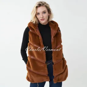 Joseph Ribkoff Hooded Faux Fur Gilet - Style 223910 (Maple)