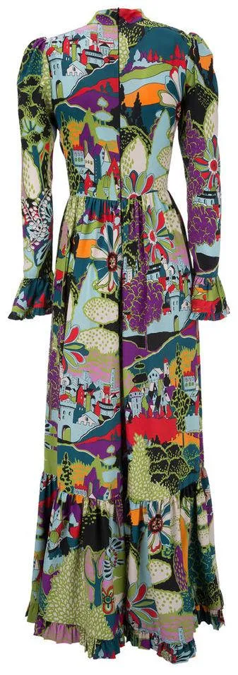 Landscape Print Maxi Dress