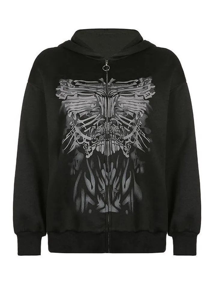 LANFUBEISI - Goth Graphic Oversized Hoodie