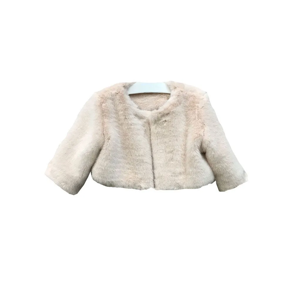 Little Girls Blush Soft Faux Fur Lined Long Sleeve Jacket 2-6