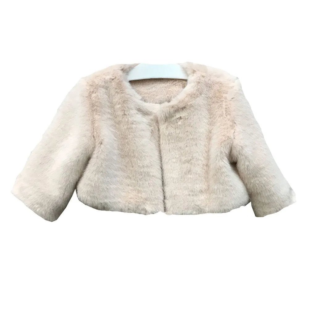 Little Girls Blush Soft Faux Fur Lined Long Sleeve Jacket 2-6