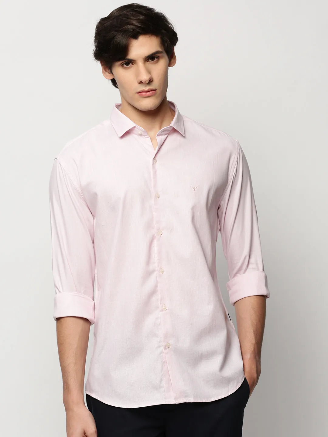 Men Pink Solid Casual Casual Shirts