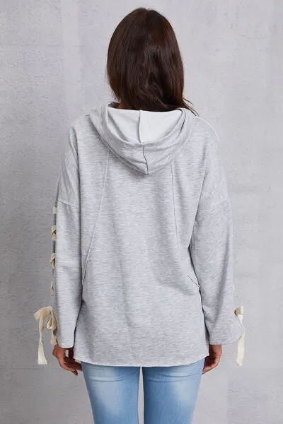 New Women’s Fashion Sweater Bow Tied Dropped Shoulder Hoodie Cotton Warm Confortable