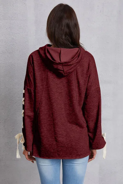 New Women’s Fashion Sweater Bow Tied Dropped Shoulder Hoodie Cotton Warm Confortable