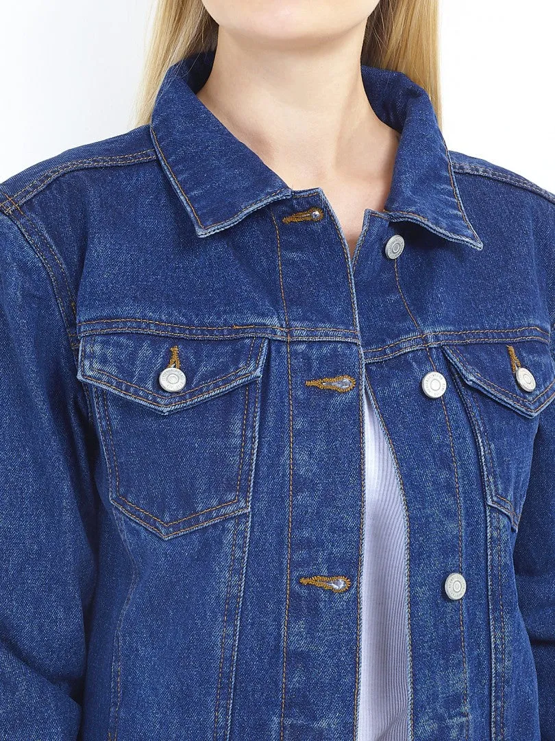 OVERSIZED BOYFRIEND FIT DARK BLUE DENIM JACKET