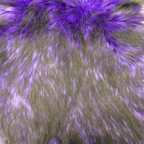 Purple Black Husky Print Long Pile Shaggy Faux Fur Fabric