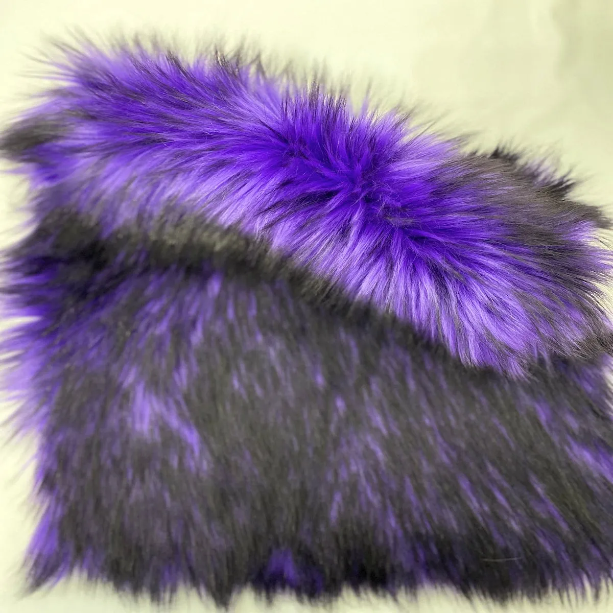 Purple Black Husky Print Long Pile Shaggy Faux Fur Fabric