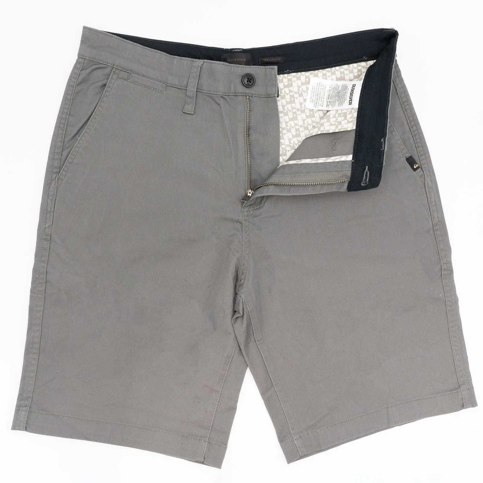 Quiksilver Mens Stretch Cotton Chinos Classic Casual 5-Pocket Summer Shorts in 3 Grey Colours