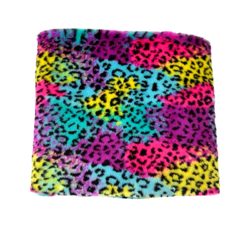 Rainbow Leopard Print Faux Fur Fabric