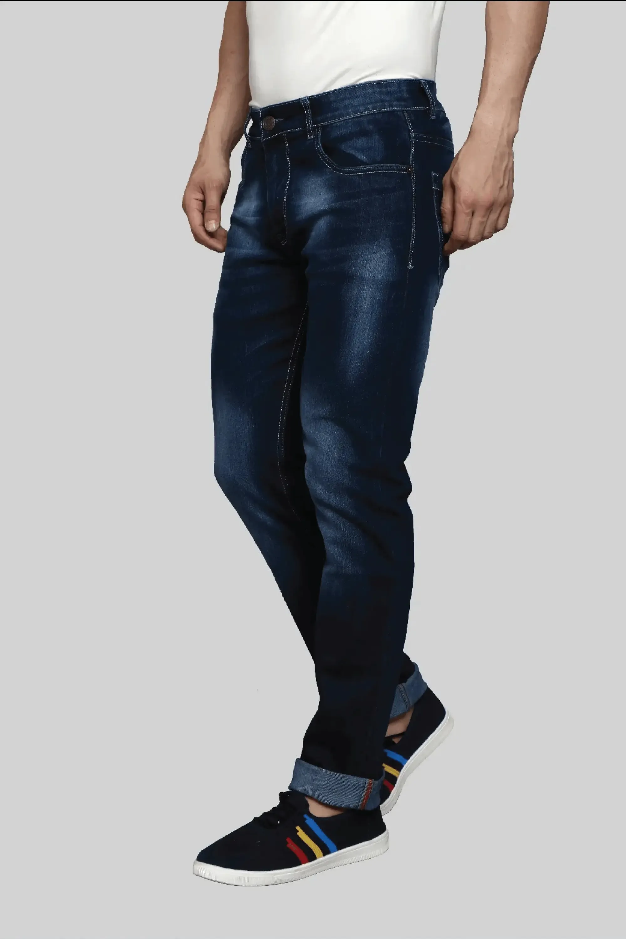 Slim Fit Dark Blue Men's Stretchable Denim Jeans