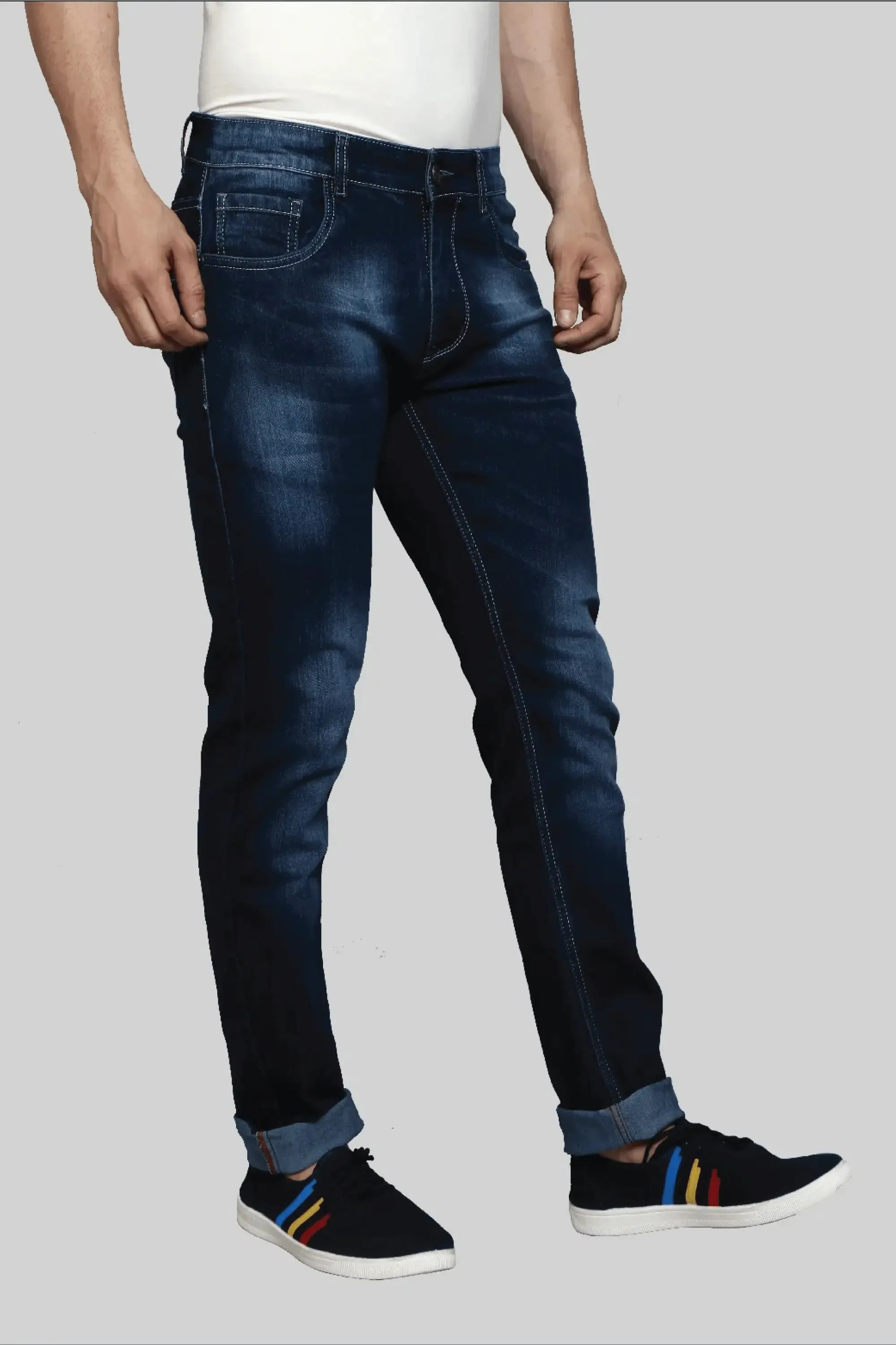 Slim Fit Dark Blue Men's Stretchable Denim Jeans