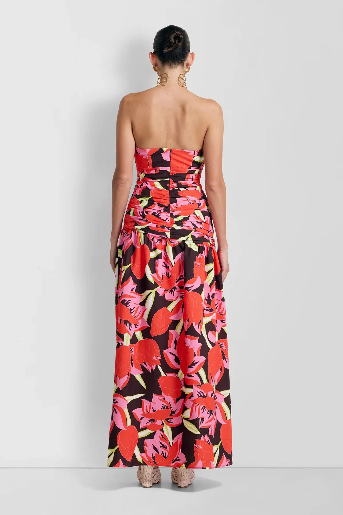 The Wolf Gang Dolcie Strapless Maxi Dress - Rojo Print