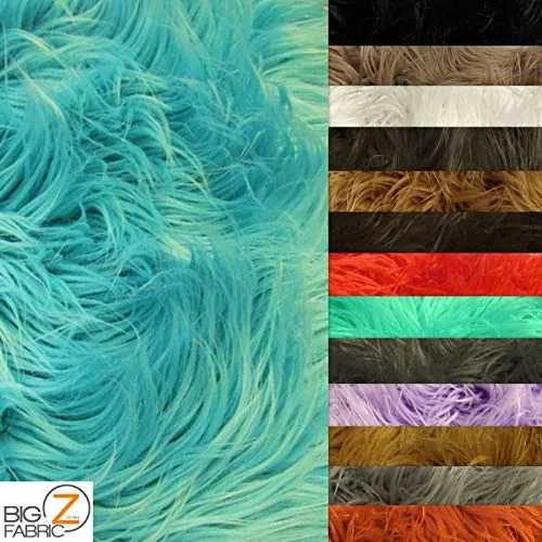 Turquoise Solid Mongolian Long Pile Faux Fur Fabric / Sold By The Yard