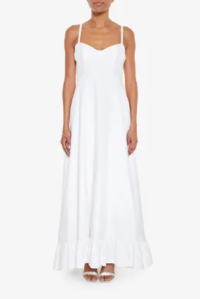 Violette White Frill Hem Maxi-Dress