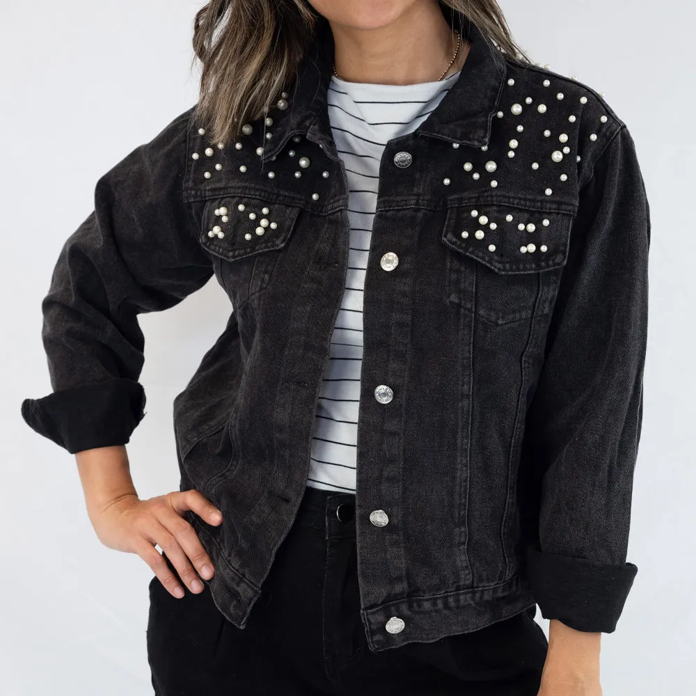 (White Pearl) Wife of the Party, The Party  Pearl Denim Jacket