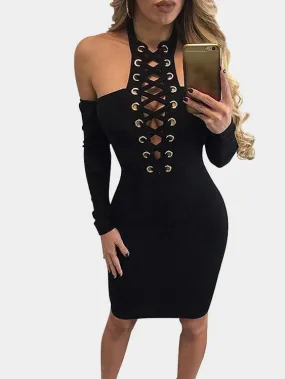 Wholesale Black Long Sleeve Plain Mini Dresses