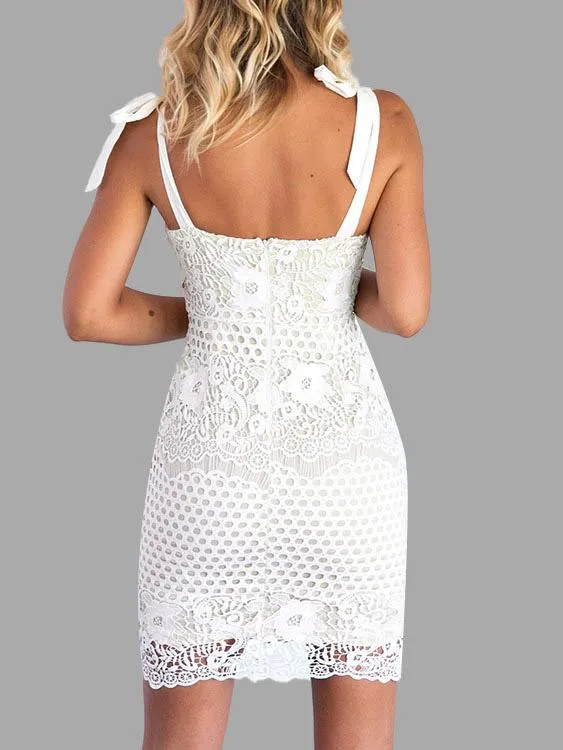 Wholesale Fashion White Sleeveless Lace Mini Dress