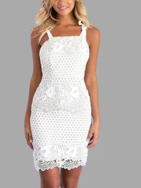 Wholesale Fashion White Sleeveless Lace Mini Dress