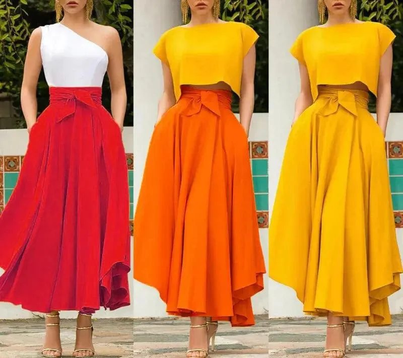 Women's Pleated High Waist Maxi Skirt | A-Line Evening Cocktail Party Dress